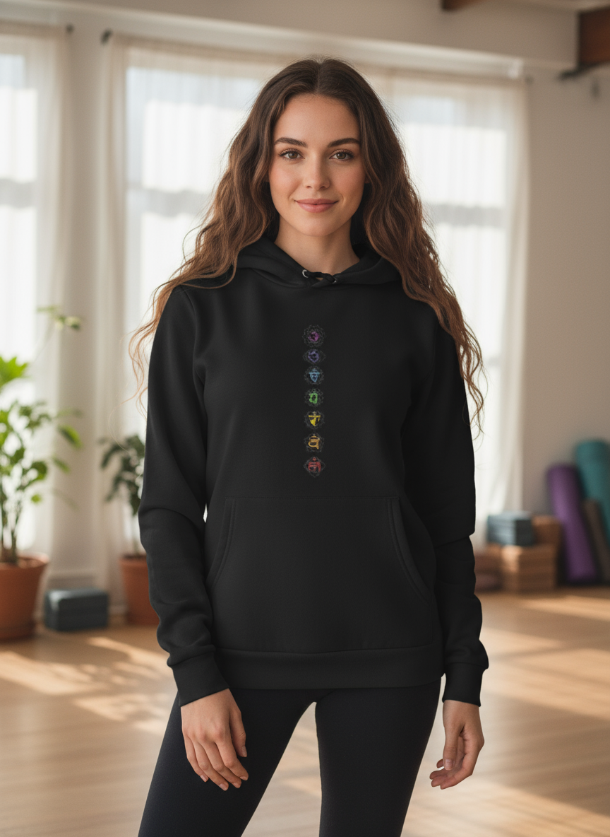 Chakra Symbols Unisex Classic Pullover Hoodie Blk
