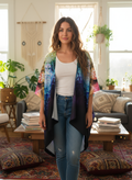 Airbrushed Rainbow Specrum Flower of Life Draped Kimono