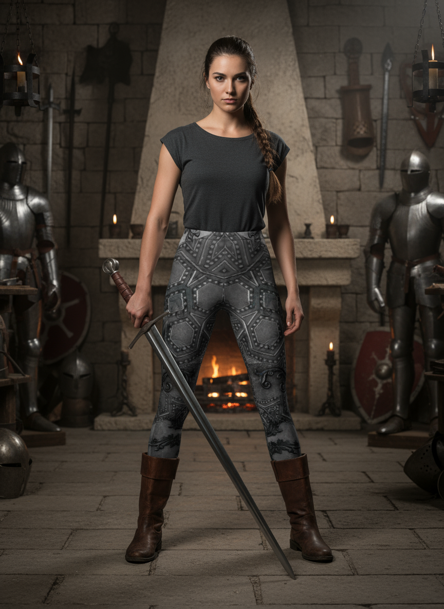 Warrior Armour Silver Metal Print Leggings