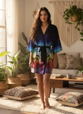 Airbrushed Rainbow Spectrum Flower of Life Kimono Robe