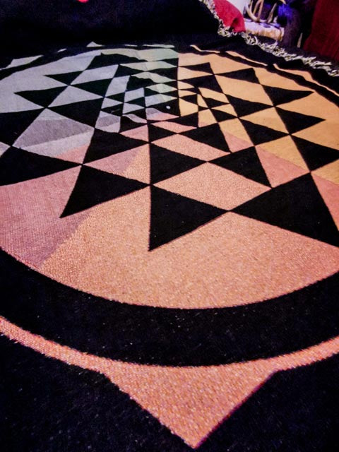 Rainbow Sri Yantra Woven 100% Cotton Throw Blanket