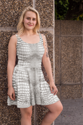 Grungy White Dragon Aligator Crocodile Scales Reptile Skin Pattern Flare Dress